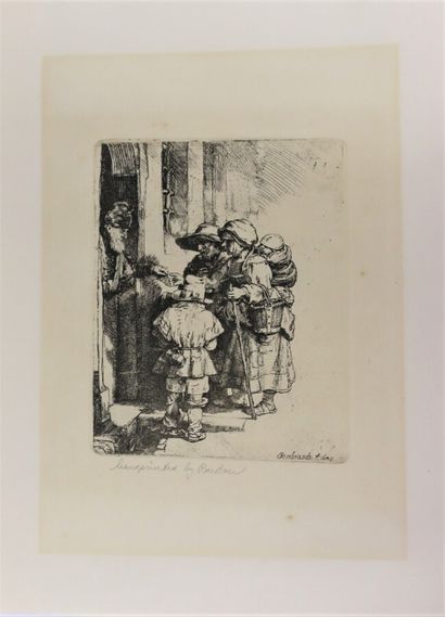  REMBRANDT (d'après) 
Deux gravures : les mendiants (25,5 x 18 cm) et le marchands...