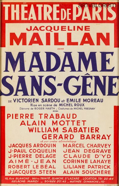 MADAME SANS-GÊNE (1973) de Victorien Sardou...