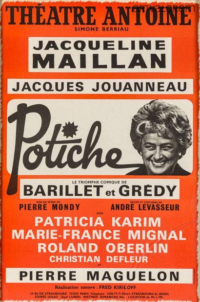 null POTICHE (vers 1980) de Pierre Barillet et Jean-Pierre Grédy, mise en scène de...