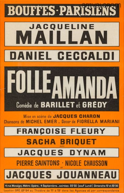 FOLLE AMANDA (1971) de Pierre Barillet et...