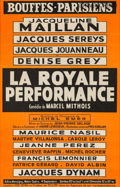 null LA ROYALE PERFORMANCE (1973) de Marcel Mithois, mise en scène de Jean-Pierre...