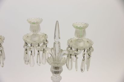 null BACCARAT

Pair of transparent and satin crystal girandoles with two arms of...