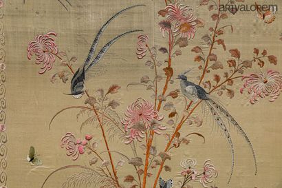 null CHINE, début XXe siècle

Paire de grandes broderies à décor d'oiseaux et papillons...