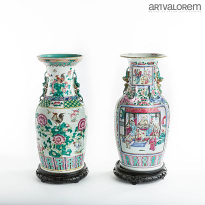 null CHINE CANTON, début XXe siècle

Deux vases de forme balustre en porcelaine à...