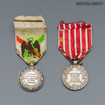 null Set of two colonial medals : 

- Italian campaign 1859. BARRE

- Campaign of...