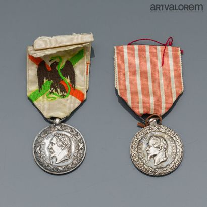 null Set of two colonial medals : 

- Italian campaign 1859. BARRE

- Campaign of...