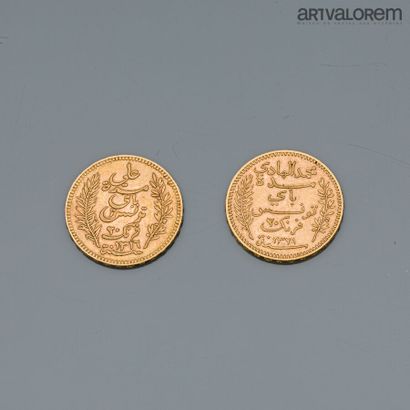 TUNISIE 
Deux 20 francs or 
Années 1898 et...