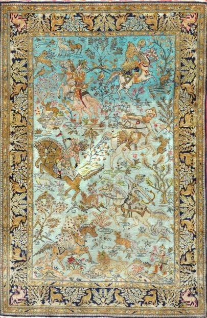 Fine silk Ghoum (Iran), Shah's era, circa...