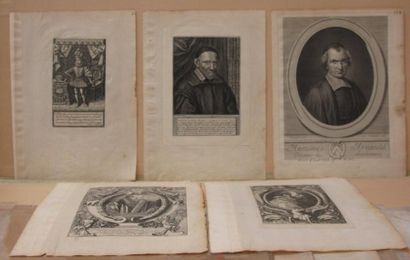 null Cinq gravures, Portraits (dont Henry Le Grand, Saint Vincent de Paul, Antoine...