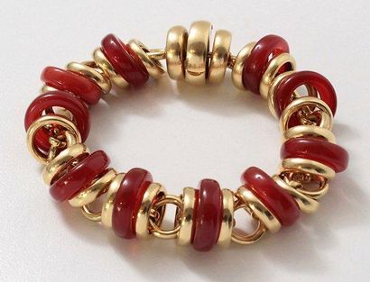 POMELLATO Bracelet articulé en or, composé d'une chaîne ornée d'anneaux en or et...