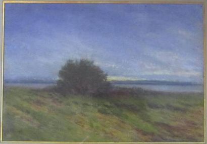 Antoine GAYET Pastel signé, "paysage nuageux", 22 x 32 cm