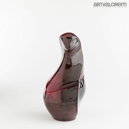 null FILLON Maxime (1920-2003) 

Pot couvert zoomorphe en céramique émaillée rouge...