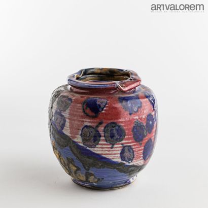 null LANOS Michel (1926-2005) 

Vase of form ball with hemmed and moved collar out...