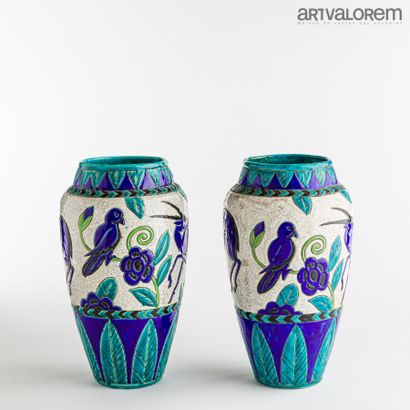 null BOCH FRÈRES KÉRAMIS & LA MAÎTRISE

Pair of ovoid vases with bulging necks in...