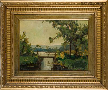null Robert Henri PINCHON (Born in 1889)

Landscape with bridge

Oil on panel, signed...