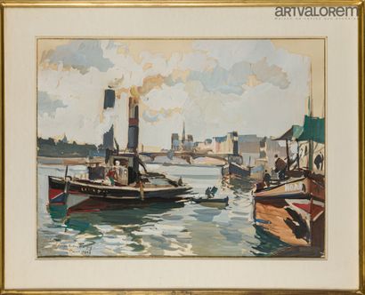 null Lucien-Victor DELPY (1898-1967)

Bateaux à charbon sur la Seine, aquarelle et...