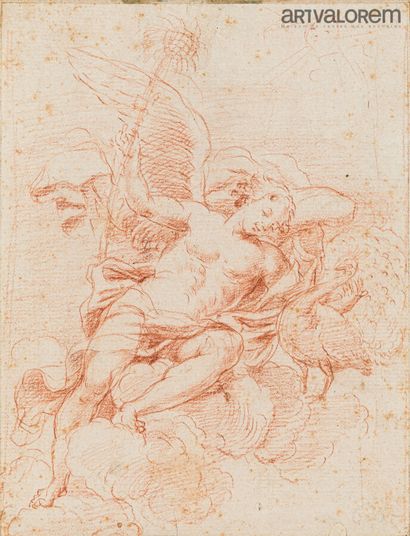 null French school of the 18th century 

Study of an angel holding a flower and a...