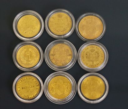  EUROPE 
10 Gulden or Wilhelmina Pays Bas x 
Médaille commémorative, 20 francs or...