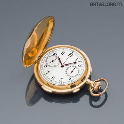Pocket chronograph watch in yellow gold 750°/°°,...