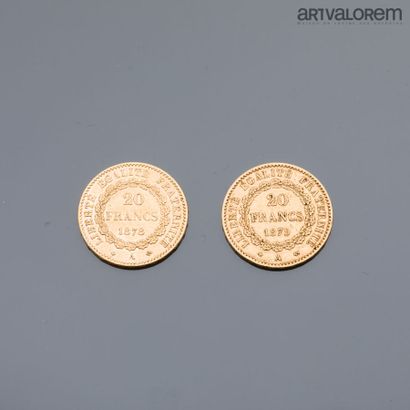null FRANCE

2 coins of 20 francs gold with genius, years 1878 and 1879

Total weight:...