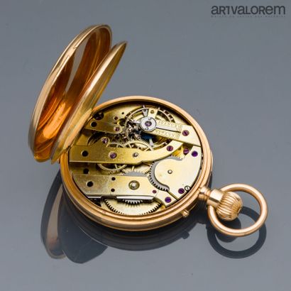 null LEPINE Paris 

Pocket watch in yellow gold 750°/°°, white enamelled dial with...