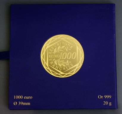 null FRANCE

A 1000 euros coin, gold, 2011. Published by the Paris mint.

Gold 999°/°°

Weight:...