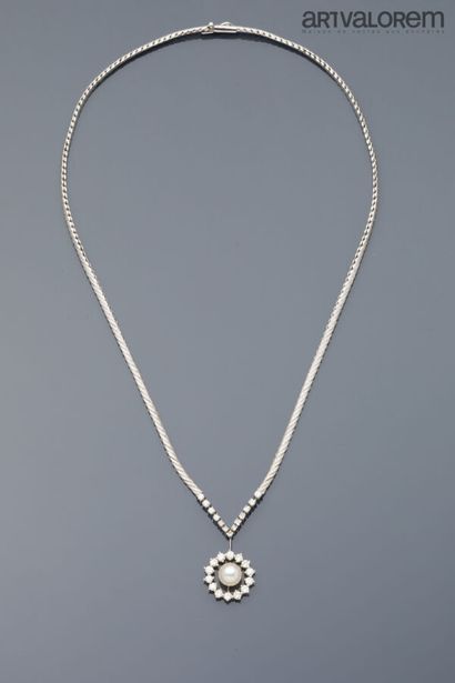 Necklace in white gold 750°/°°, the chain...