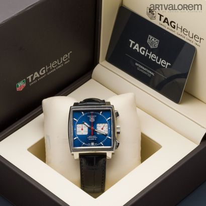  TAG HEUER Monaco caliber 12 
Steel chronograph watch, blue dial with two counters,...