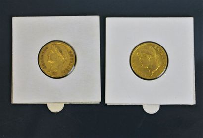 FRANCE

2 coins of 20 francs gold, Napoleon...