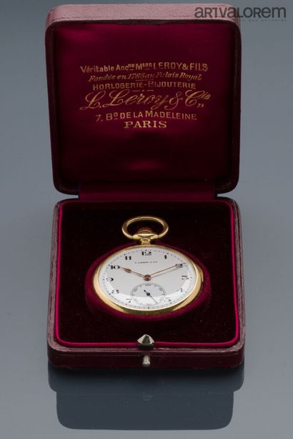  L.LEROY & Cie in Paris 
Pocket watch in yellow gold 750°/°°, white enamelled dial...