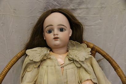 null French doll, with bisque head, open mouth, marked "FG" in a cartouche, size...