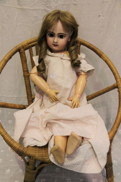 French doll, with cast bisque head, closed...