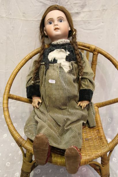 French doll, with bisque head, open mouth,...