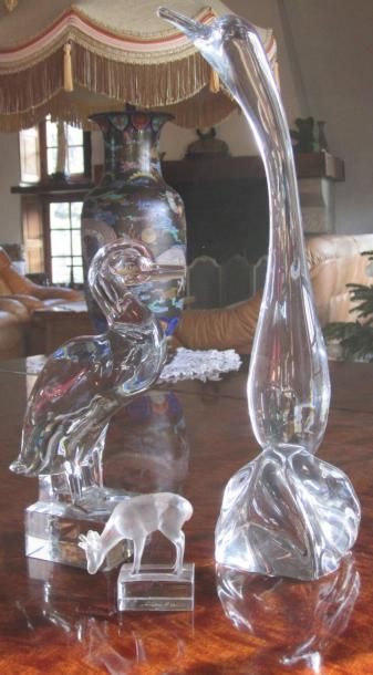 Baccarat VERRERIE Baccarat-Lalique-Murano-Saint Louis Canard en cristal taillé. Hauteur:...