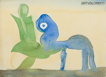 null Julio SILVA (1930-2020)

Scène fantastique, aquarelle sur papier canson, signé...