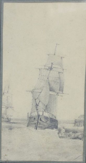 null École début XIXe siècle 

Marine 

Mine de plomb sur papier 

12 x 6,3 cm (à...