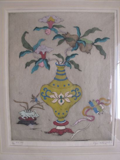 null Elyse Ashe LORD (1900-1971)

Le vase jaune

Xylogravure en couleurs, signée...