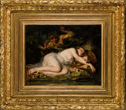 null Octave TASSAERT (1800-1874)

Satyr looking at a sleeping woman.

Oil on canvas,...
