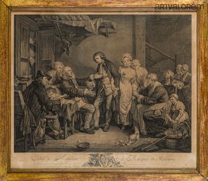 null After Jean-Baptiste GREUZE (1725-1805) engraved by J.J Flipart

"The village...