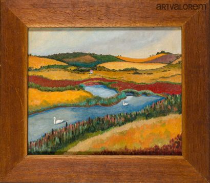 null Madeleine DINES (1906-1996)

Landscape with swans (landscape of the Creuse)

Oil...