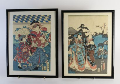 null JAPAN, late 19th century.

Two prints by Kunisada Utagawa under his signature...