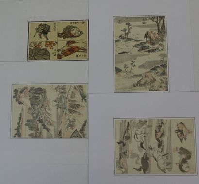 null JAPAN, 20th century.

Ten printed manga pages: four signed Katsushika Hokusai...