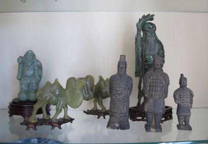 null CHINA, 20th century

Four statuettes in hard stone representing immortals, camels...