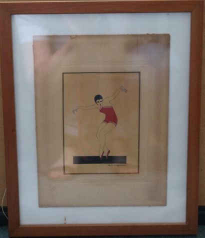 null R.C. COQUERY (20th century)

Bather 

Graphite, gouache on paper, signed lower...