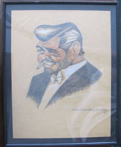 null School early 20th century

Portrait of Clark Gable, caricature drawing, signed...