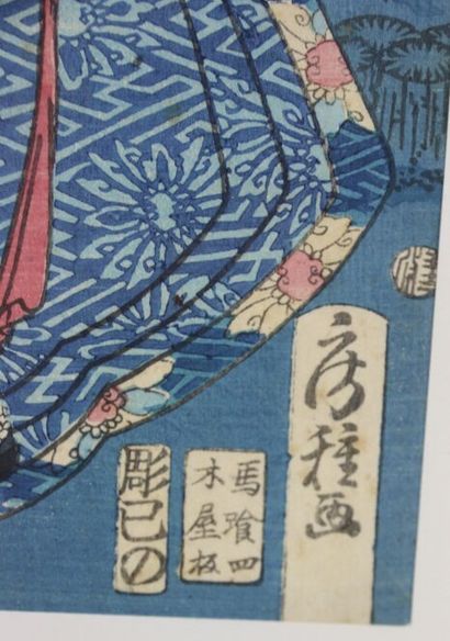 null JAPAN, late 19th century.

Two prints by Kunisada Utagawa under his signature...