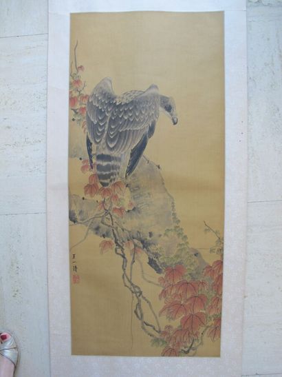 null CHINA, 20th century. 

Two scrolls, gouache and India ink on paper, featuring...