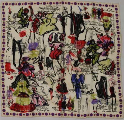 null CHRISTIAN LACROIX 

Square in printed silk, representing drawings by Christian...