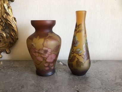 Établissement GALLE 
Vase oblong en verre...