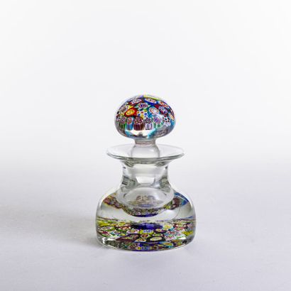 Glass bottle and stopper with millefiori...